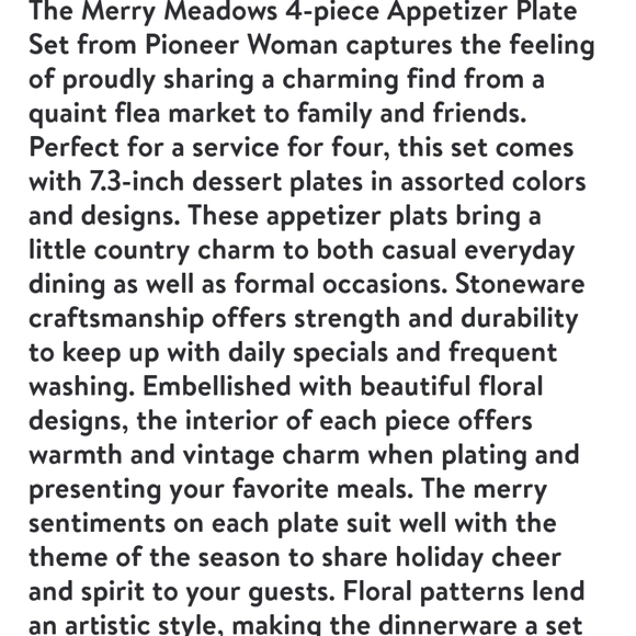 🎄 New Pioneer Woman Merry Meadow Assorted 7.3 Inch Appetizer Plates Set - Picture 2 of 10